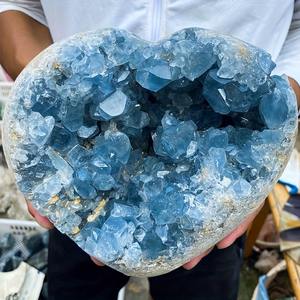 2-3 أحجار جيود زرقاء طبيعية ثمينة أحجار شبه أحجار الطاقة مجموعة بيض Celestite Geode على شكل قلب - Product Image 6