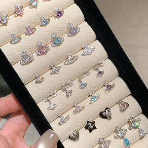 Boucles d'oreilles coréennes EH392, collection Saturn, style occidental, <span class=keywords><strong>reine</strong></span>, mère, zircon, tendance, en acier inoxydable, mignonnes, exquises, petites boucles d'oreilles - Product Image 3