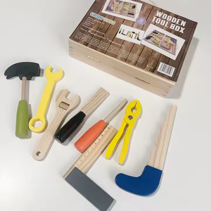 Children's Wood Montessori Early Educational <b>Tool</b> <b>Box</b> Toy Set Pretend Play Games Household <b>Tools</b> Baby Toys for Kids Boys Girls - Product Image 3