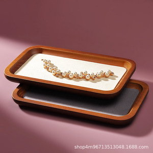 Solid Wood Jewelry Tray Rectangle Square Shape Display Storage Desktop Organizer For <b>Necklace</b> <b>Ring</b> Bracelet Earring Photo Prop - Product Image 5