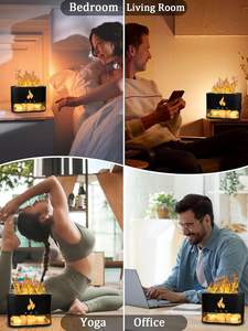 Salt Stone Aroma Diffuser Ultrasonic Aromatherapy Diffuser Mini Portable Simulated <b>Flame</b> Night Light Humidistat 1-Year Home Use - Product Image 6