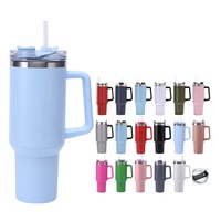 Beauchy gobelet de voyage personnalisé en acier inoxydable, isolé sous vide, avec poignée et paille, 40 oz