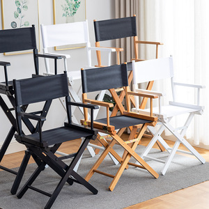 Vente directe d'usine de chaises de réalisateur pliables portables abordables en bois massif et alliage d'aluminium, chaises de pêche d'extérieur. - Product Image 5