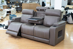 लक्जरी घर फर्नीचर सोफे रहने वाले कमरे जानवर वास्तविक चमड़े 3 सीटर पावर इलेक्ट्रिक रिक्लेयर सोफा सेट - Product Image 4