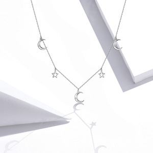 Collar Astral Moon S925 de plata con circonita, collar de Luna y Estrella, SCN411 - Product Image 2