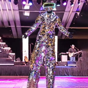 Disfraces <span class=keywords><strong>de</strong></span> Hombre Espejo Plateado/Traje <span class=keywords><strong>de</strong></span> <span class=keywords><strong>Robot</strong></span> Zanquista con Luces LED Reales/Disfraces <span class=keywords><strong>de</strong></span> Cosplay para Adultos y Mujeres - Product Image 1