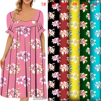 Tissu extensible à séchage rapide 120 GSM avec imprimé floral réaliste de lys aquarelle pour robe Mumu pour femmes des îles de Guam, de la Micronésie et de Samoa