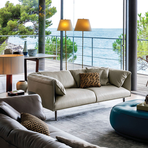 PurelyFeel divano in vera pelle minimalista di lusso leggero combinazione di mobili per soggiorno divano in pelle in stile italiano - Product Image 2