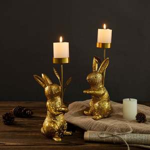 Custom Gold Bunny Candle Holder Set Resin Rabbit Tealight Candle Stand <b>Easter</b> Spring Home Table Decor - Product Image 4