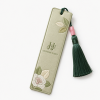 Marcapáginas de Tela Bordado con Logotipo Personalizado y Borla, Marcador de Páginas Floral Personalizado para Regalo Promocional de Eventos Corporativos