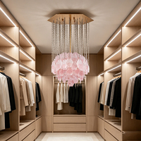 Magnifique lustre moderne en laiton rose avec cristaux, suspension ronde, installation facile pour salon, chambre, hall d'hôtel, décoration