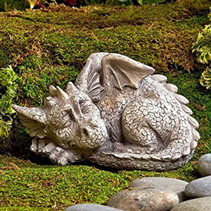 Figura de dragón Adorable para bebés y parejas, estatua de jardín con piedra de imitación, acabado de resina, mazmorra, doble Dragón - Product Image 4
