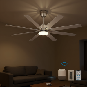 Ventilateur de plafond LED d'intérieur de 66 pouces avec lumière à intensité variable, moteur DC réversible à 6 vitesses, profil bas, télécommande intelligente - Product Image 2