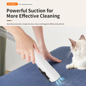 Tondeuse à poils pour animaux de compagnie en gros avec aspiration, faible bruit, kit de toilettage pour chats et chiens avec 5 outils de toilettage - Product Image 5