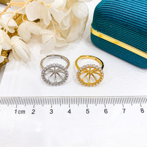 แหวนเงินแท้ S925 สำหรับทำเครื่องประดับ DIY แบบเปล่า พร้อมที่ใส่ลูกปัดกลมขนาด 12-13 มม. สำหรับใส่ไข่มุกเม็ดเดี่ยว รุ่น 10098 - Product Image 4