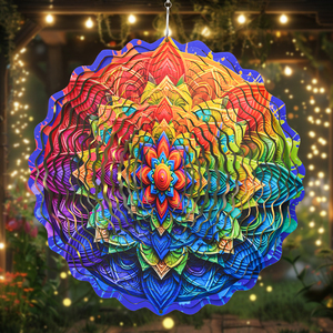 Nhà Máy Trực Tiếp 10 Inch Trong Nhà Vườn Treo Trang Trí Cổ Điển Mandala Kim Loại Gió Spinner Với Tùy Chỉnh Hiện Đại Mô Hình Hỗ Trợ - Product Image 2