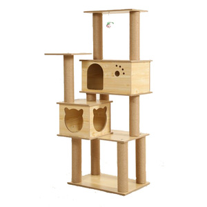 Easy Assemble Durable <strong>Cat</strong> <strong>Tree</strong> Condo House Wooden <strong>Large</strong> <strong>Cat</strong> <strong>Tree</strong> With Hammock - Product Image 1