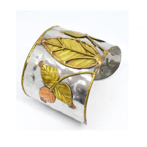 2021 New York Women Fashion Shiny PVD Silver Plated <b>Light</b> Metal Tortoise Colorful Rectangle artisan brass cuff - Product Image 5