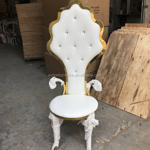 Hotel Mobili In acciaio inox di Lusso Francese Barocco Oro Bianco di Alta Posteriore Della Regina Re Trono <span class=keywords><strong>Sedia</strong></span> di Cerimonia Nuziale dalla Cina - Product Image 3