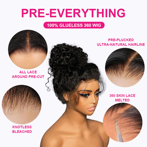 Peluca Económica Nueva con Correa 360 Encaje Frontal Completo sin Pegamento de <span class=keywords><strong>Cabello</strong></span> Humano Lista para Usar y Llevar Onda al Agua Rizada con Baby Hair para Mujeres Negras - Product Image 5
