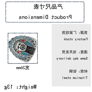 yunnique Men's Stainless Steel <b>Ring</b> With Turquoise Inlay Indian Chief Design Party Jewelry Hip Hop Style Fashion <b>Ring</b> - Product Image 2