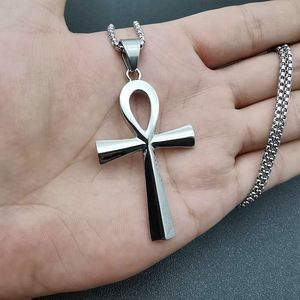 yunnique Egyptian Ankh Pendant Stainless Steel <b>Cross</b> Necklace Unisex Fashion Jewelry Gift - Product Image 5