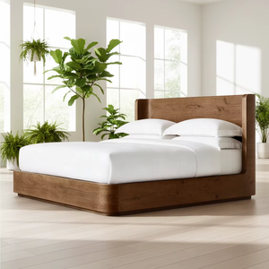 <span class=keywords><strong>Letto</strong></span> matrimoniale king size in legno di quercia stile nordico con testiera, piattaforma giapponese - Product Image 2