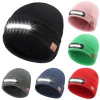Topi Akrilik LED Kustom dengan Lampu Unisex USB Isi Ulang Senter Kepala untuk Penggunaan Luar Ruangan Desain Satu Manset