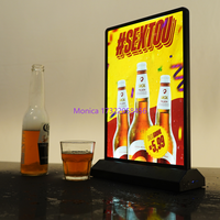 Verre trempé Led Table Stand Menu Holder Boîte à lumière Led Éclairage Affiche Boîte à lumière Rechargeable Batterie Menu Stand