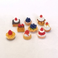 Vente flash : 100 pièces/lot, 15*20MM, mini décorations de gâteaux aux fruits 3D, ornements en résine à dos plat, breloques pour maison de poupée, décoration de cuisine
