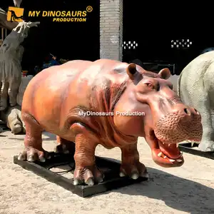 Venta al por mayor decoración realista escultura animal-Mi Dino XJ079 vida tamaño realista Animatronic Animal hipopótamo modelo
