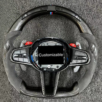 Volant en fibre de carbone personnalisé pour BMW G22 G23 G20 G28 avec poignée en Alcantara, affichage LED, compatibilité universelle M1/M2