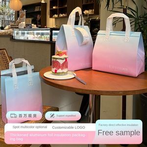 Durable Non-Woven Foldable Portable Food Takeaway Cooler Bags Aluminum Foil Insulation Zipper Closure for Milk Tea Baking Cake - Product Image 3