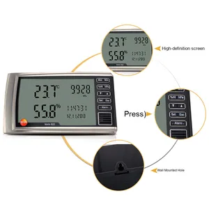 เครื่องวัดสภาพแวดล้อมอุตสาหกรรม Testo 622 หน้าจอขนาดใหญ่ วัดอุณหภูมิและความชื้น  OEM ปรับแต่งได้ สีเงิน วัสดุ ABS ใช้แบตเตอรี่ - Product Image 5