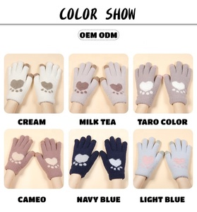 Fabricant de LOGO PERSONNALISÉ rose Laine Chaud Biker Sports de Plein Air Écran Tactile Femmes Acrylique Tricoté Mitaines Gants pour L'hiver - Product Image 3