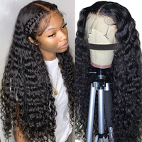 Perruque Lace Front Wig remy brésilien 13x4, extension de cheveux naturels bouclés, queue de cheval vierge, bon marché, pour femmes noires