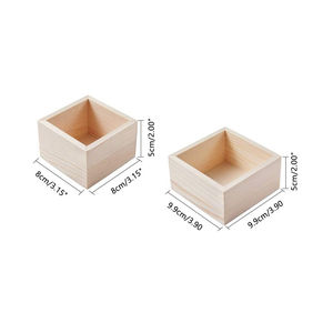 4 Pcs 2 Maten Vierkante Kleine Hout Krat 3X3 4X4 Inch Natuurlijke Rustieke Houten Opbergdoos organizer Craft Box Vierkante Houten Krat - Product Image 2