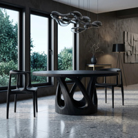 Table à manger contemporaine en bois massif sur mesure 2026 avec base ouverte pour coin petit-déjeuner, mobilier de cuisine moderne