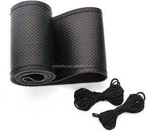 Housse de volant en cuir de vache à coudre à la main pour jeep bwm honda civic ford nissan - Product Image 1