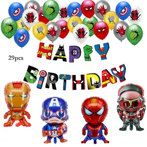 All'ingrosso Spiderman Super Heros Set di palloncini in lattice decorazione per feste Spider -Man Flags Cartoon Anime Set di palloncini in pellicola di alluminio