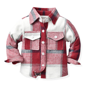 New Arrival Korean Style Kids' Unisex Brushed <strong>Check</strong> Lapel Long Sleeve Casual Cardigan Jacket - Product Image 4