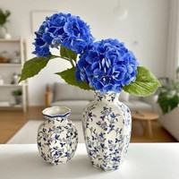 Haut de gamme écologique rétro nouveau Style chinois peint à la main bleu blanc porcelaine sur vitrage en céramique Vase de table salon