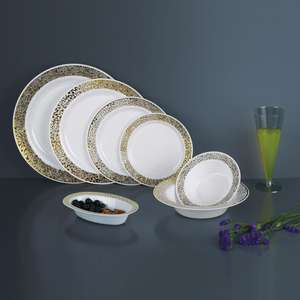 مجموعة عشاء بلاستيكية يمكن التخلص منها طبق مطعم قابل لإعادة الاستخدام مع ختم الدانتيل الساخن - Product Image 3