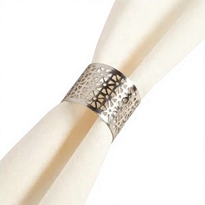 Shiny Silver Plated Round Napkin Ring Elegant Metallic Napkin Holder for Wedding Parties Dining <b>Tables</b> Decorations - Product Image 1