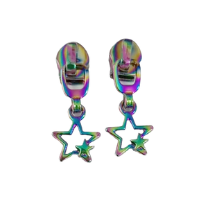 H1051 Doble Estrella Arcoíris Tirador de Cremallera de Nylon Sin Bloqueo de Aleación de Zinc de 1.0 Pulgadas - Product Image 4