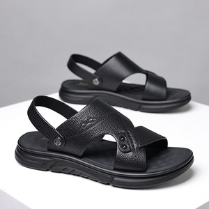 Sandalias de Hombre con Tiras Cruzadas, Primera Capa de Piel de Vaca, Suela de Goma Antideslizante, Casuales de Verano, Punta Abierta, Forro de Cuero Genuino - Product Image 2