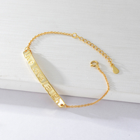FULSUN Fashion Vintage 925 Sterling Silver Bar Charm Bracelet Bijoux Plaqué Or Personnalisé Nom Lettre Bracelets Accessoires