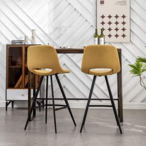 Juego de 2 taburetes de altura de mostrador de cocina de tela DB Porth amarillo 28,25" - Product Image 6