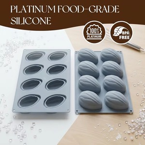 factory 8 cavity almond shaped <b>cake</b> mould fondant silicone <b>mold</b> 3d <b>mold</b> silicone chocolate bar <b>mold</b> LFGB food grade - Product Image 2