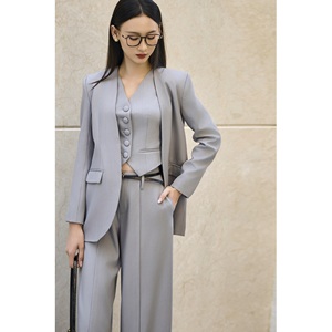 Conjuntos de Mujer sin Cuello, Completamente Sólidos, Elegantes, Estilo Vietnamita, Blazer de Oficina, Minimalista, Disponible en Varios Colores, KA13 - Product Image 2